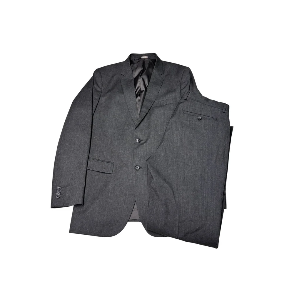 Banana Republic Mens‎ Tailored Slim Fit Suit 42L 34X33 Charcoal Wool Blend 2Pc